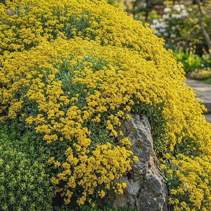 1000pcs Basket of Gold Alyssum Seeds Perennial Rock Garden Flower Seeds | Drought Tolerant Ground Cover