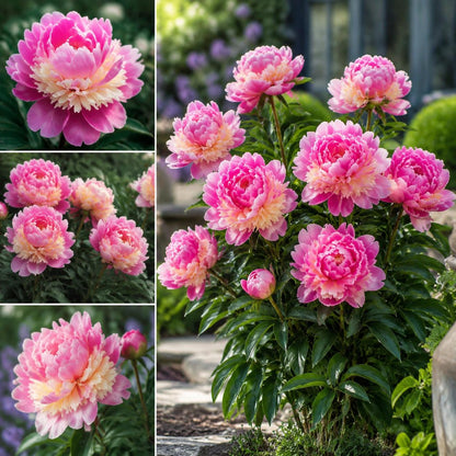 25Pcs Peony Seeds Pink Cream Double Bloom Fragrant Garden Flower Seeds for Spring Planting Pollinator Friendly
