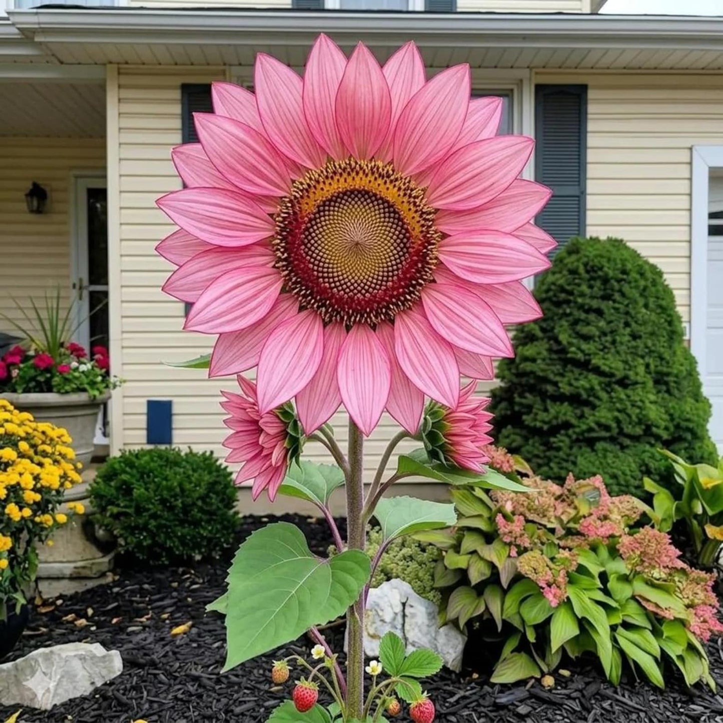 Strawberry Pink Sunflower Seeds 100pcs –  Heirloom Non-GMO Garden Flower Seeds for Planting - Organic