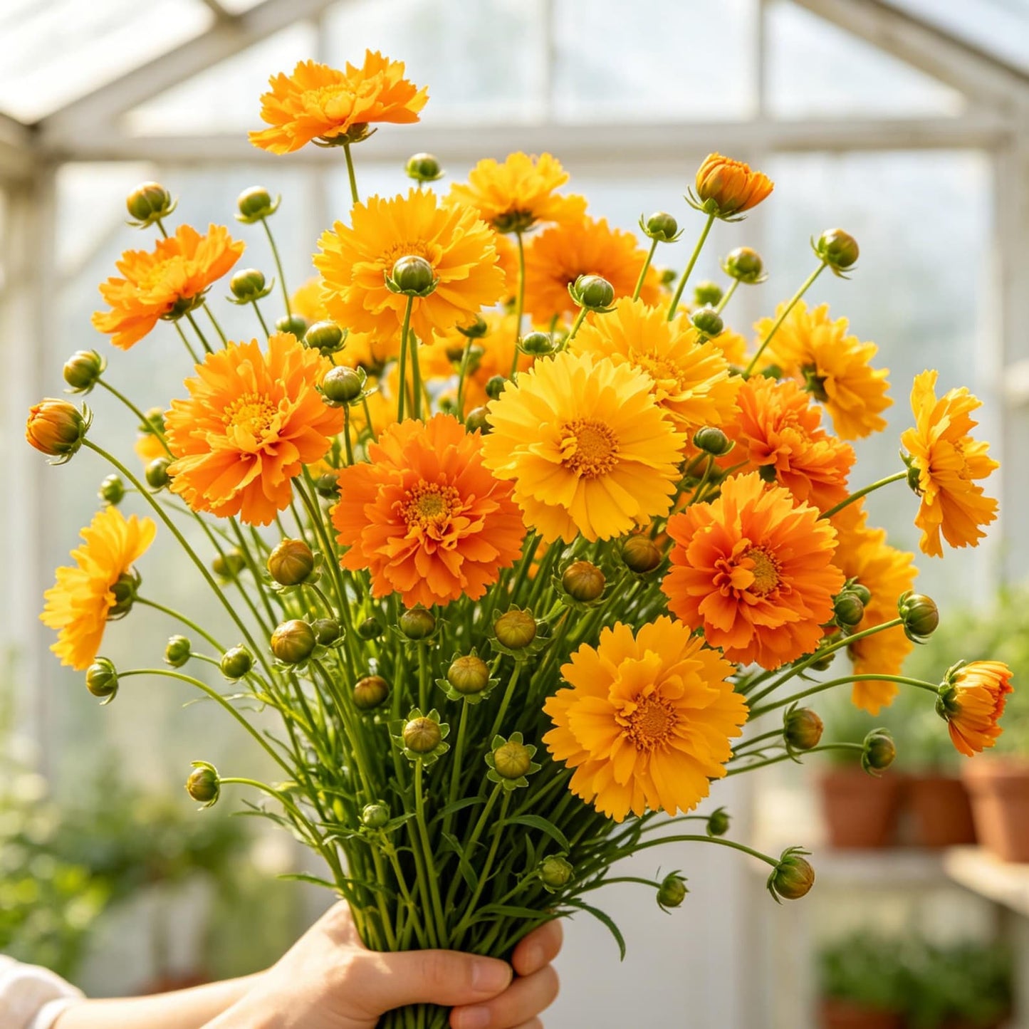 497Pcs Coreopsis Grandiflora Seeds, Double Golden Orange Tickseed, Long Blooming Drought Tolerant Border Cut Flower