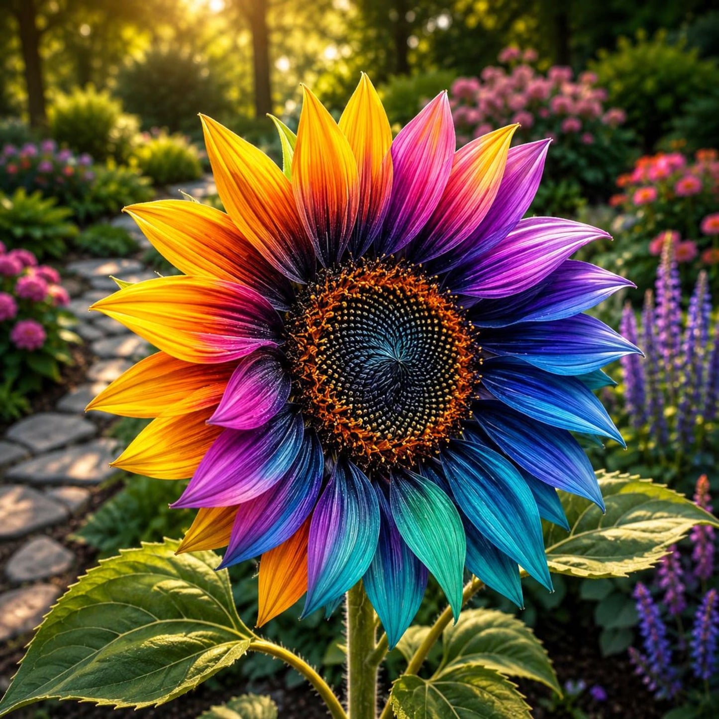 100pcs Rainbow Sunflower Seeds Colorful Non-GMO Mix Exotic Giant Garden Flower Plant