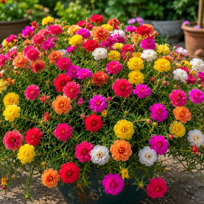 1000pcs Mixed Moss Rose Flower Seeds Ground Cover | Heat Tolerant Heirloom Garden Flowers