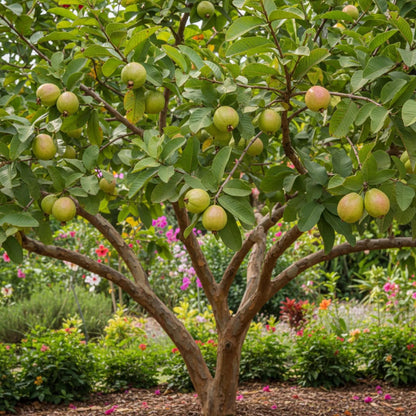 88Pcs Guava Seeds pair well with low ornamental plantings to enrich multi-layered courtyard landscape structure