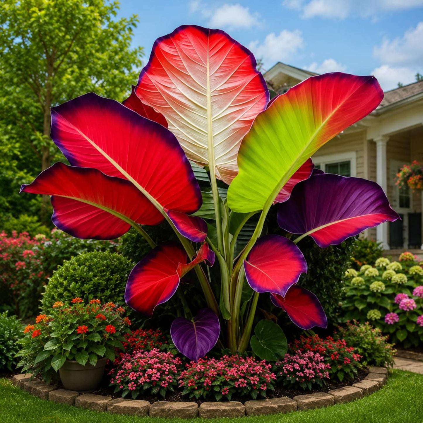 100pcs Elephant Ear seeds – Clumping Tropical Foliage for Shade Gardens & Pots