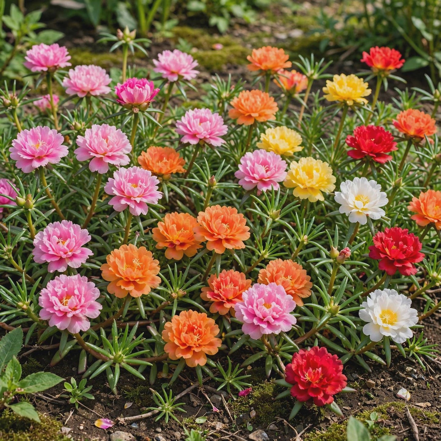 1000pcs Mixed Moss Rose Flower Seeds Ground Cover | Heat Tolerant Heirloom Garden Flowers
