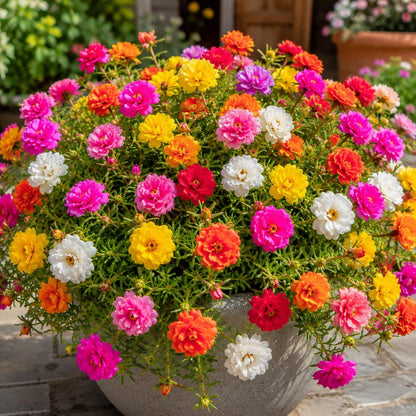 1000pcs Mixed Moss Rose Flower Seeds Ground Cover | Heat Tolerant Heirloom Garden Flowers
