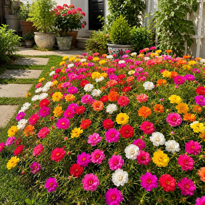 1000pcs Mixed Moss Rose Flower Seeds Ground Cover | Heat Tolerant Heirloom Garden Flowers