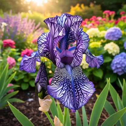86Pcs Bearded Iris Seeds Purple Tone Patterned Bloom Potential