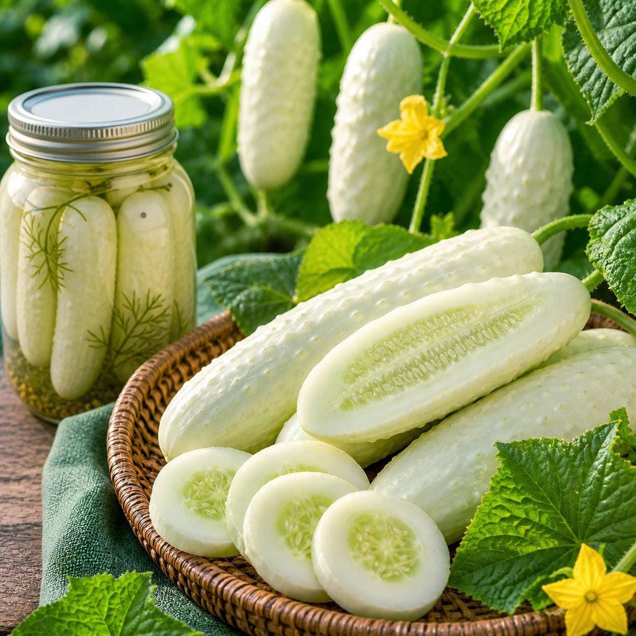 White 50pcs Cucumber Seeds Easy To Grow Perfect For Creating Lush Climbing Foliage In Raised Bed Garden Arrangements