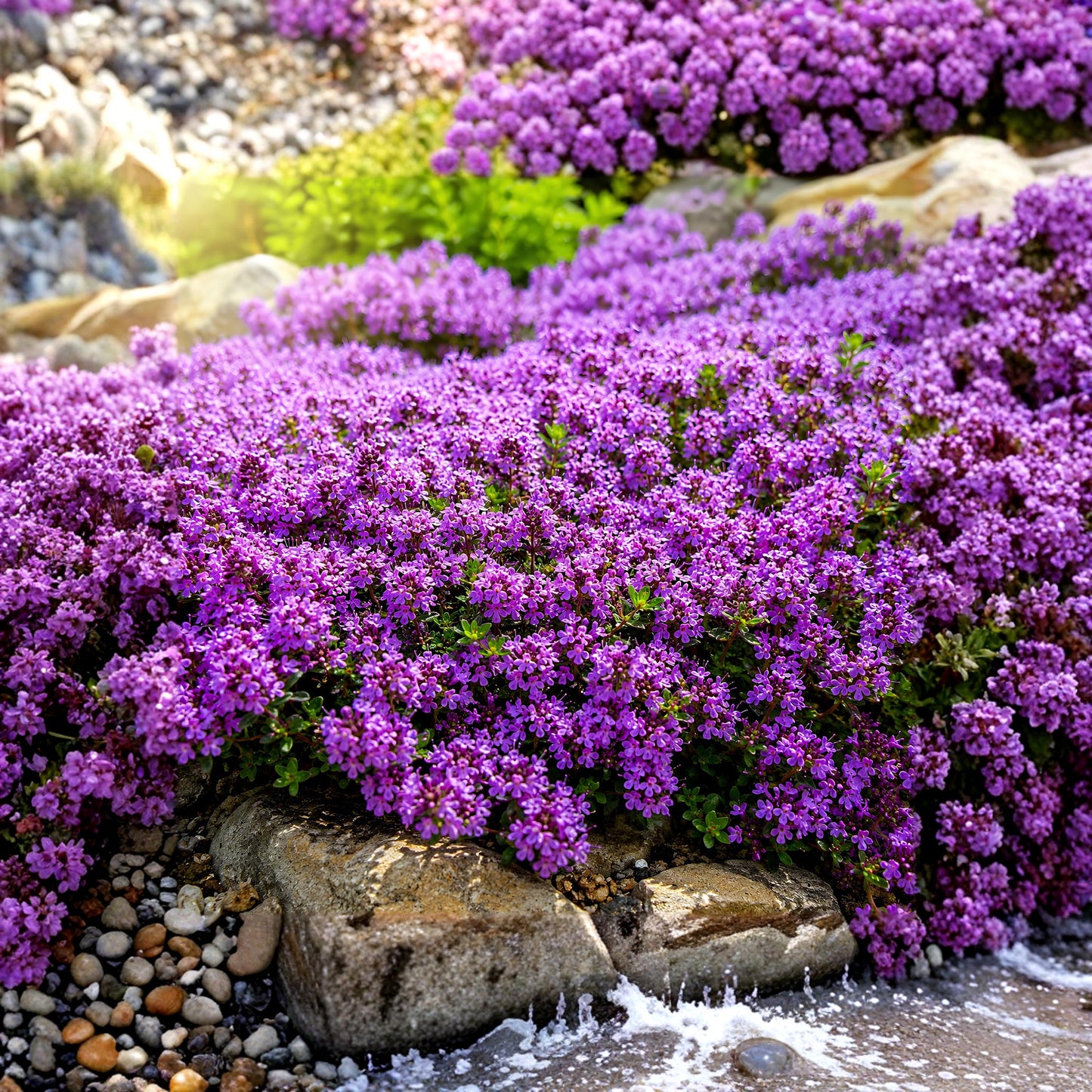 490Pcs Purple Creeping Thyme Seeds, Perennial Ground Cover, Drought Tolerant, Non-GMO Flowers
