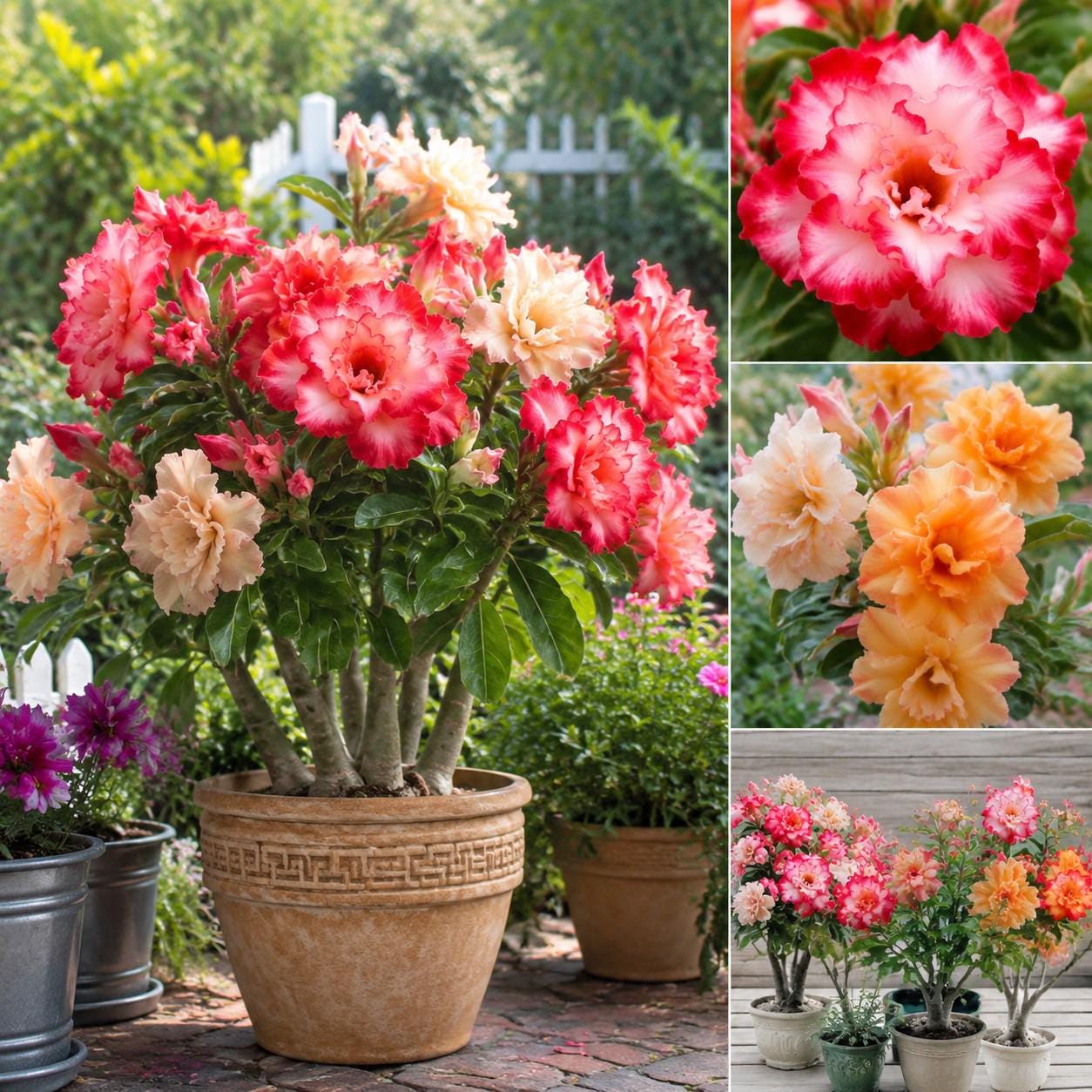25Pcs Desert Rose Seeds for Flower Garden Double Bloom Mixed Colors Drought Tolerant Sun Loving Container Friendly Seeds