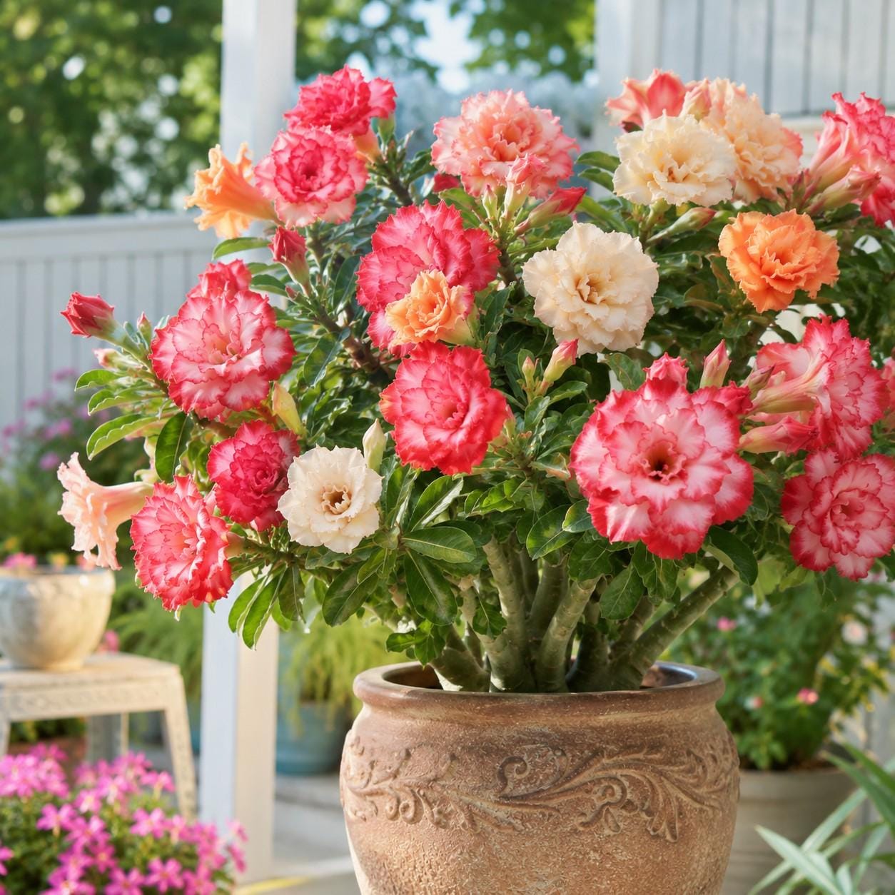 25Pcs Desert Rose Seeds for Flower Garden Double Bloom Mixed Colors Drought Tolerant Sun Loving Container Friendly Seeds