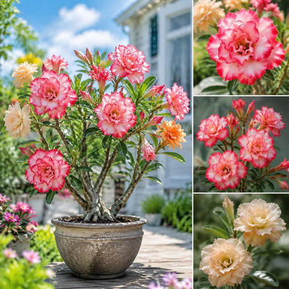25Pcs Desert Rose Seeds for Flower Garden Double Bloom Mixed Colors Drought Tolerant Sun Loving Container Friendly Seeds