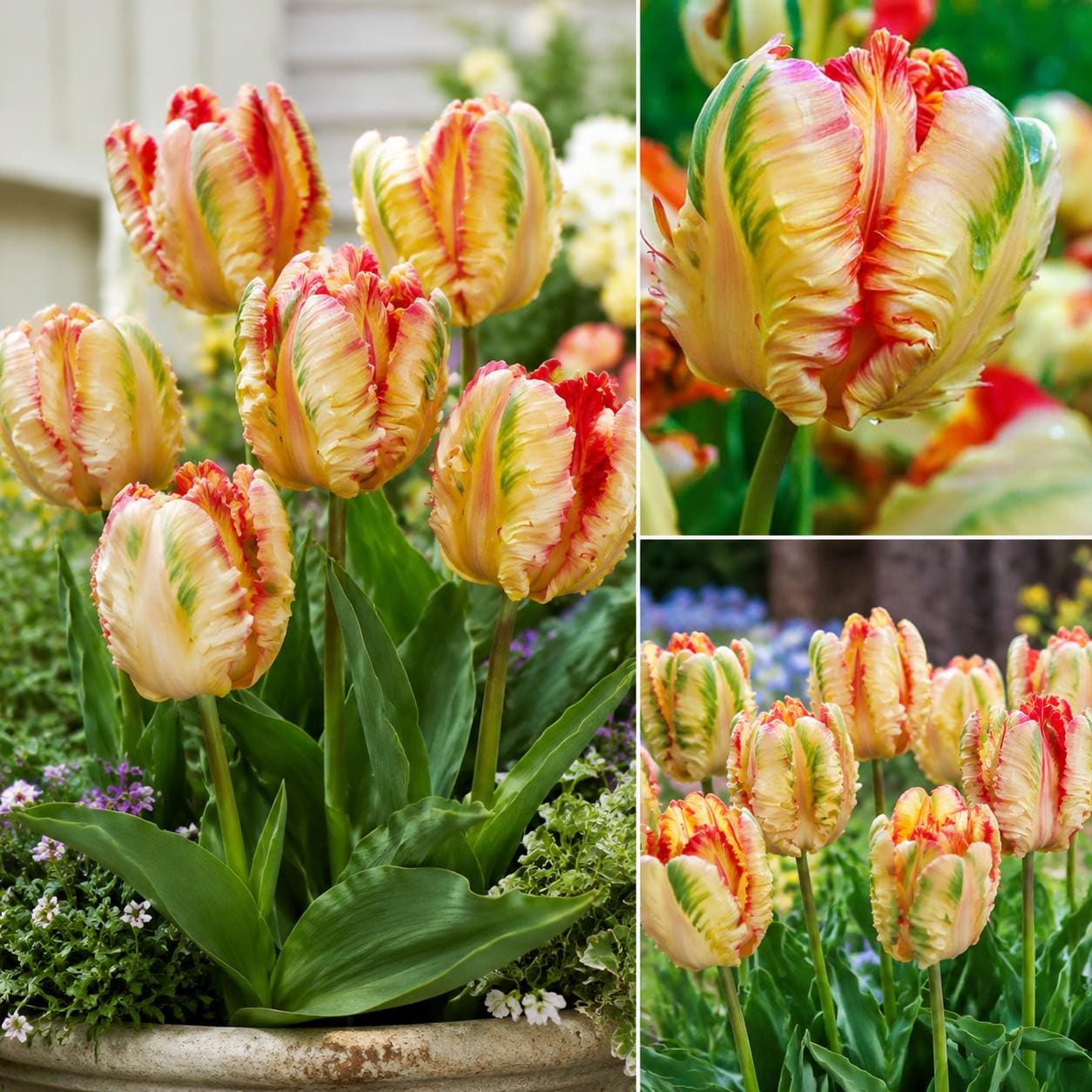 200Pcs Tulip Seeds Heirloom Style Rainbow Cream Red Blooms Garden Border Container Planting Mix