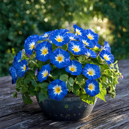 100pcs Dwarf Morning Glory Seeds Convolvulus Tricolor Compact Blue Flowers Pollinator Garden Non GMO