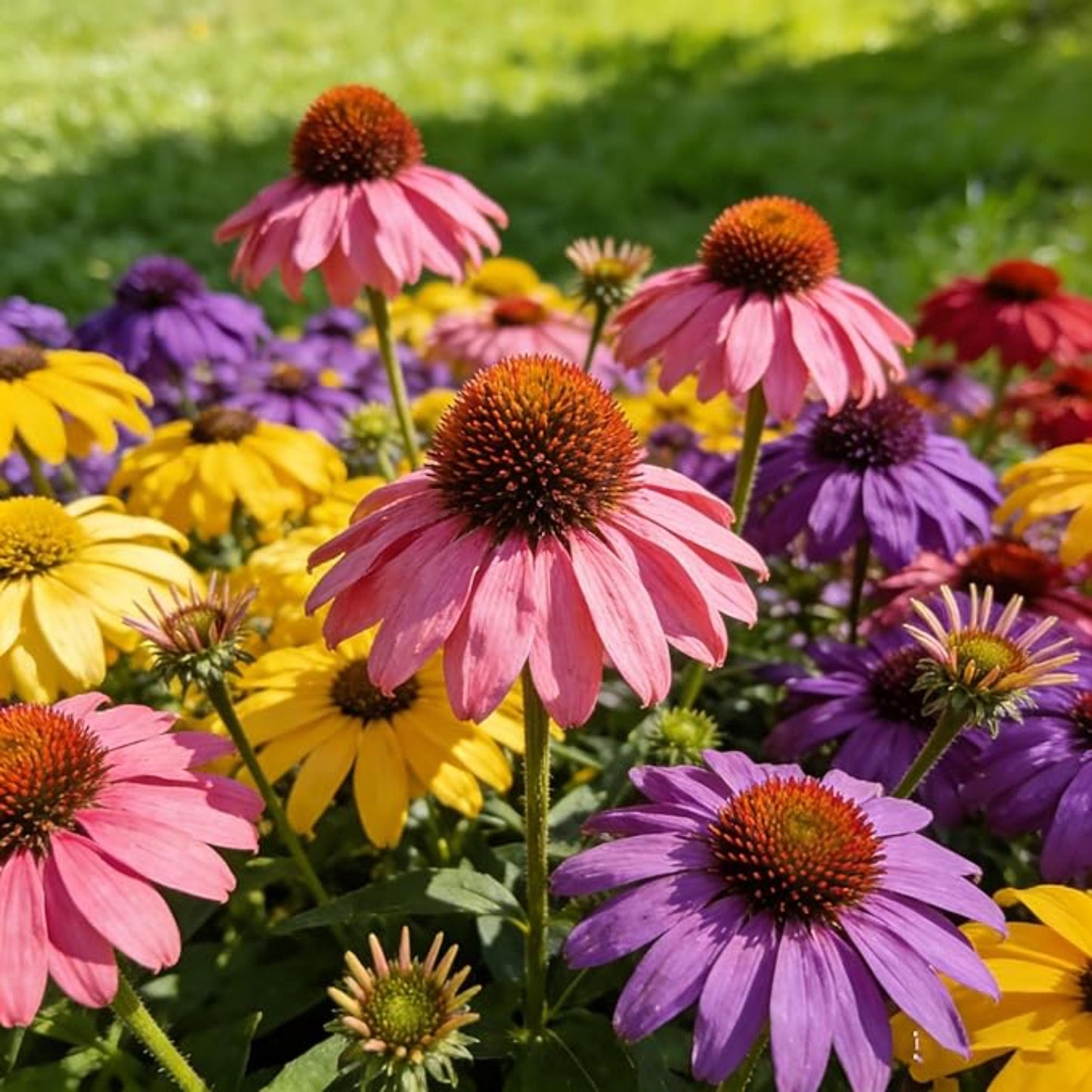 189Pcs Coneflower Seeds add structured vertical layers to mixed garden scenery