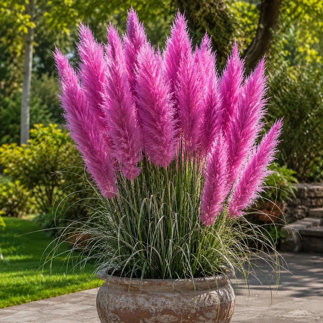 1000pcs Pink Pampas Grass Seeds for Planting, Hardy Perennial Ornamental Grass, Tall Landscape Plant, Garden Border Decor