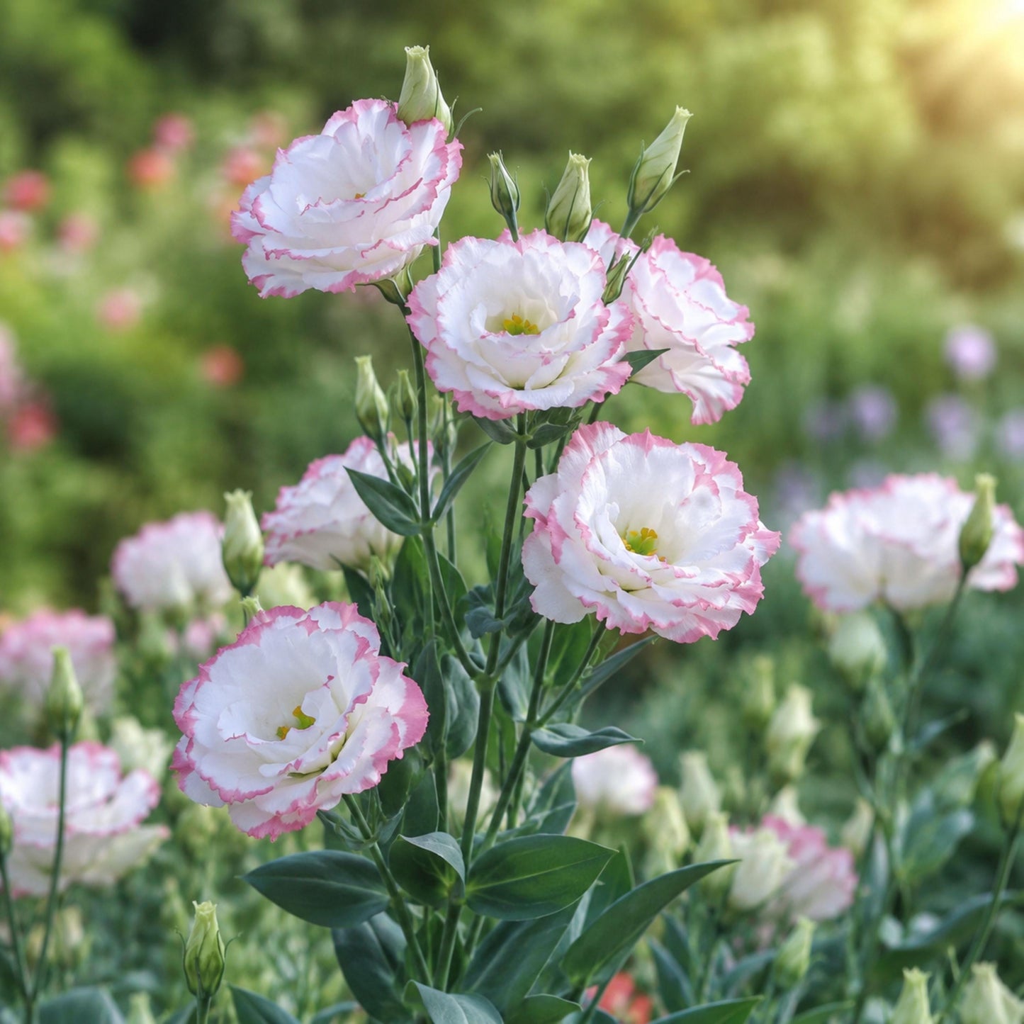 100Pcs Pink Picotee Eustoma Lisianthus Seeds - Eustoma grandiflorum - Pink White Edged Double Blooms