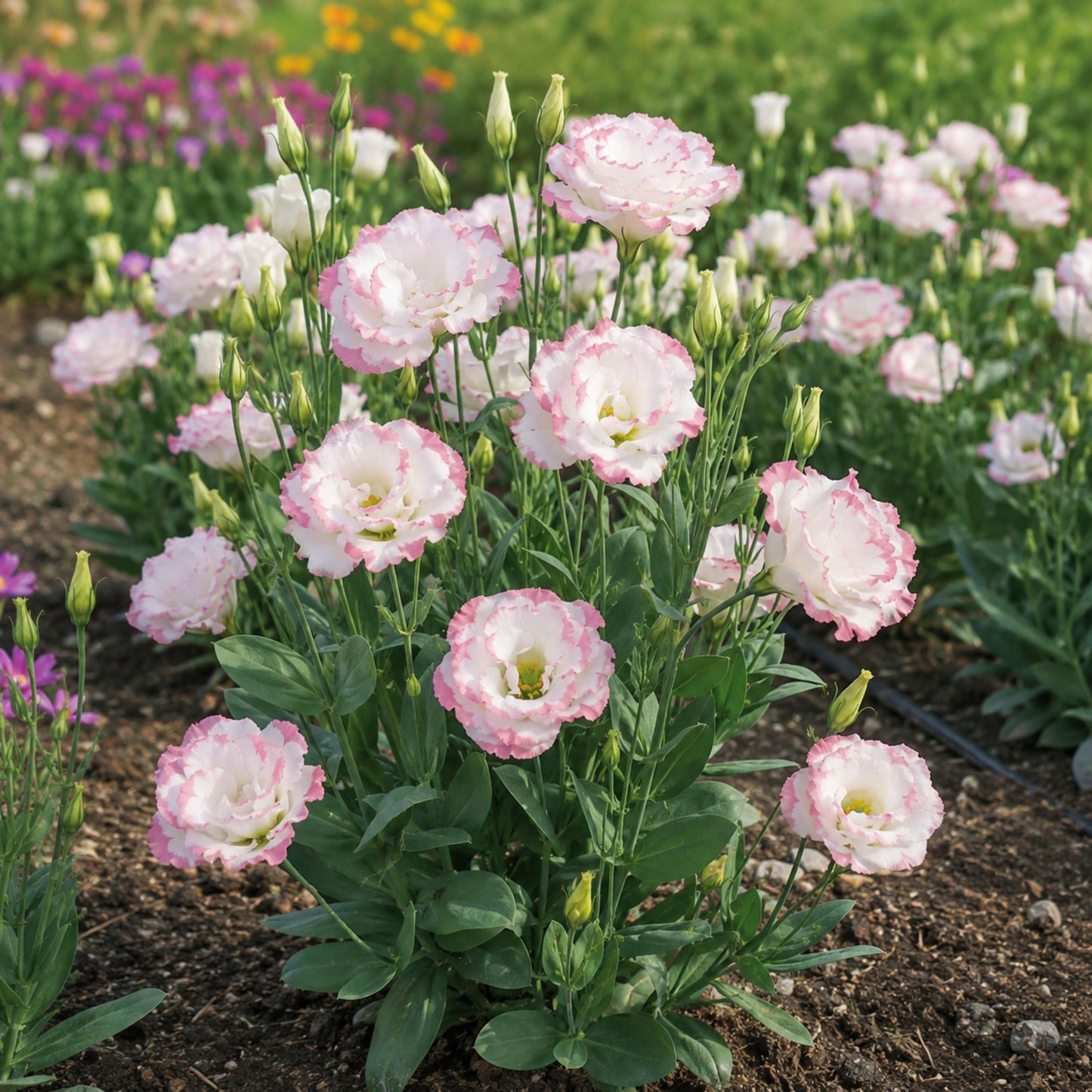 100Pcs Pink Picotee Eustoma Lisianthus Seeds - Eustoma grandiflorum - Pink White Edged Double Blooms