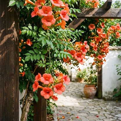100 Pcs Trumpet Vine Seeds - Suitable for Outdoor Garden & Trellis Planting