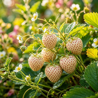 300pcs Milk Strawberry Seeds - Heirloom Perennial Herb - Unique White Fruit
