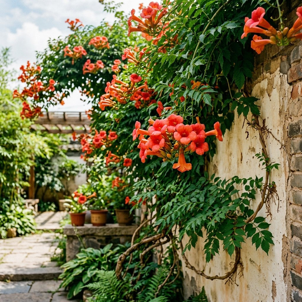 100 Pcs Trumpet Vine Seeds - Suitable for Outdoor Garden & Trellis Planting